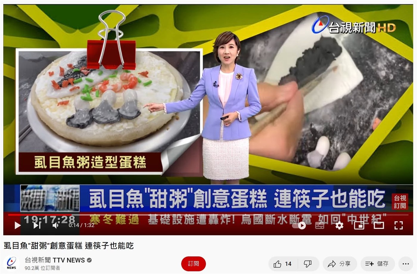 台視新聞報導 DigiCake 虱目魚造型蛋糕