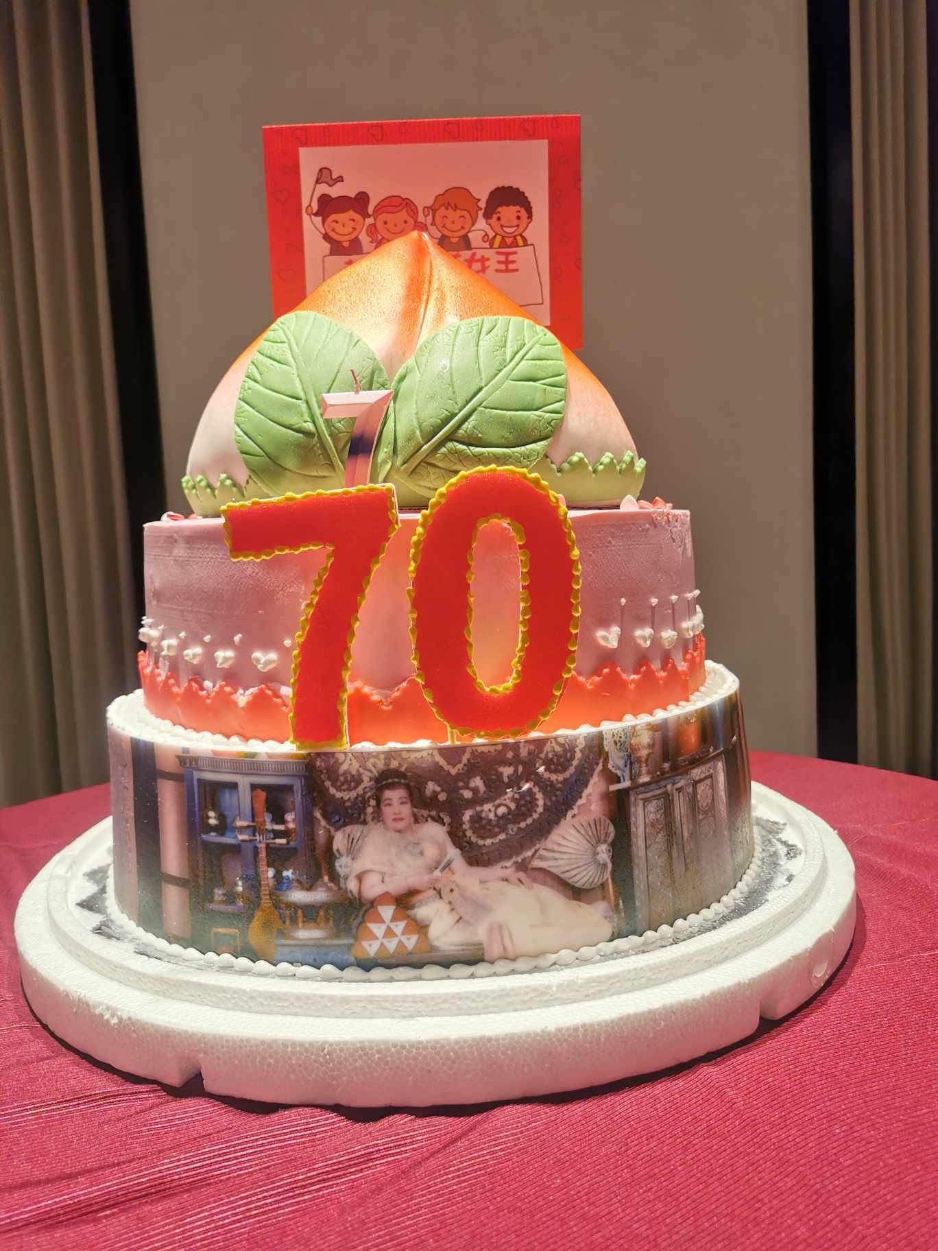 大壽桃祝壽三層蛋糕